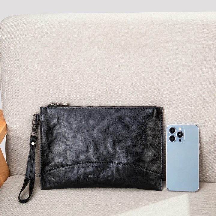 Sac à main En Cuir Véritable Noir Ultra slim – Image 6