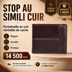 Portefeuille Homme en Cuir Véritable – Marron Café