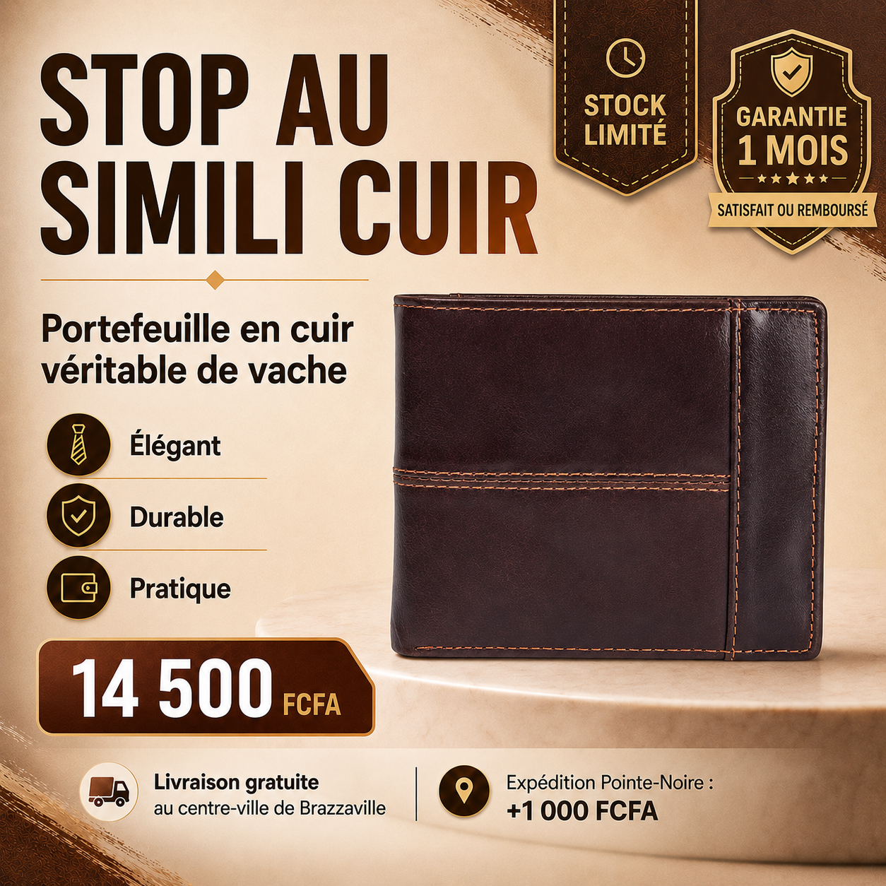 affiche portefeuille court marron 1 affiche portefeuille court marron 1